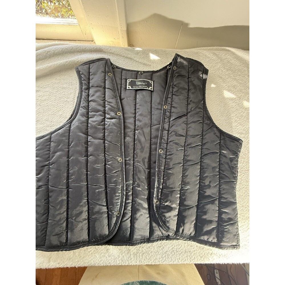 Vintage Harley Davidson Willie G Black Snap-in Quilted Liner Vest Size 40W